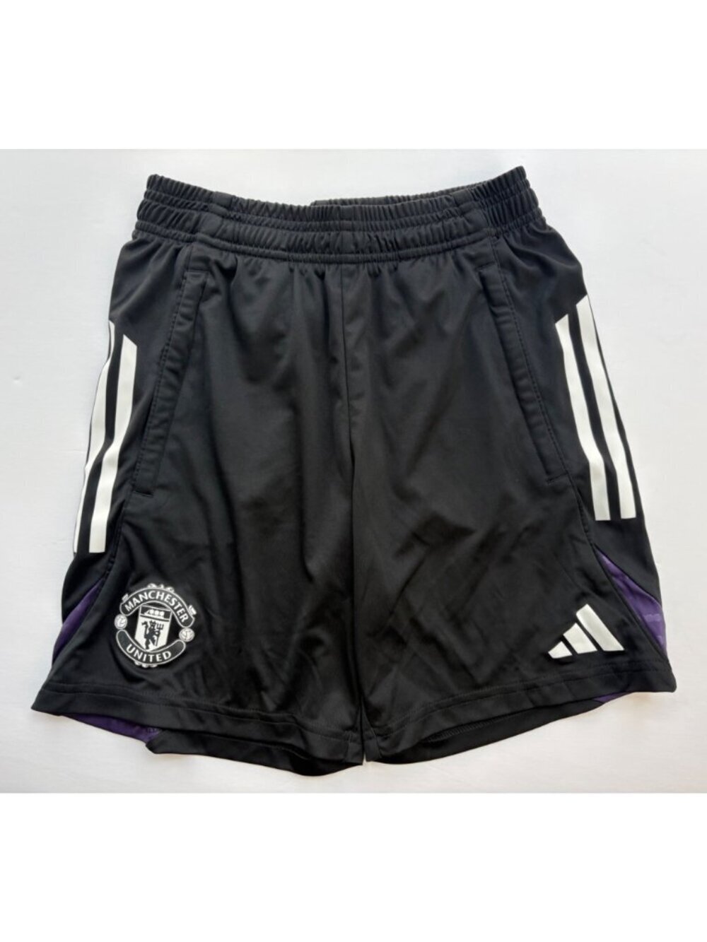 Adidas Manchester United Soccer Training Shorts Black/White Boys 11-12 Youth - Picture 2 of 11
